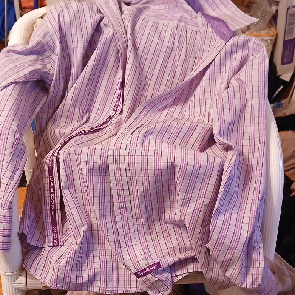 English LAUNDRY PATTERNED FLIP CUFFS AND  COLLAR BUTTON DOWN SHIRT